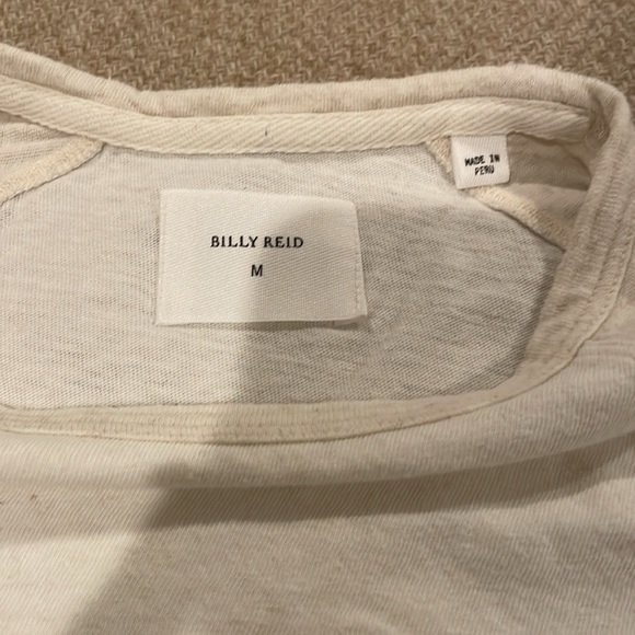 Billy Reid LS Shirt Medium Men White/Tan - Picture 4 of 6